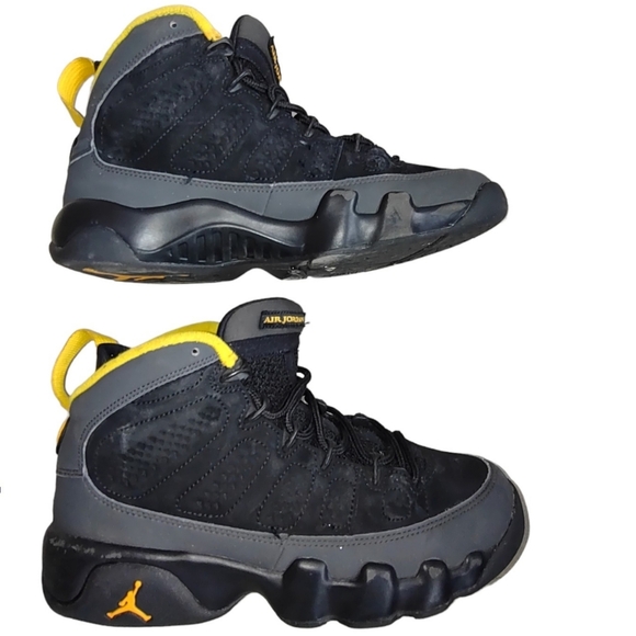 Jordan 9 Retro Dark Charcoal/University Gold | Size 5Y - Picture 1 of 7